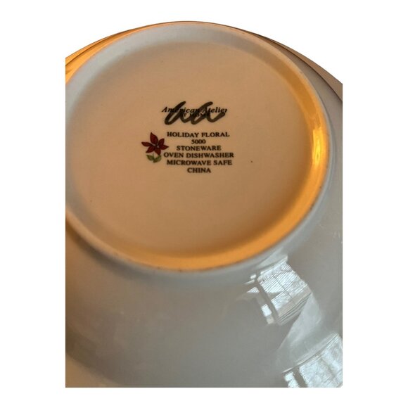 American Atelier Christmas Floral Design 2 Piece Serving Platter 12", Bowl 9.5" - Picture 7 of 7